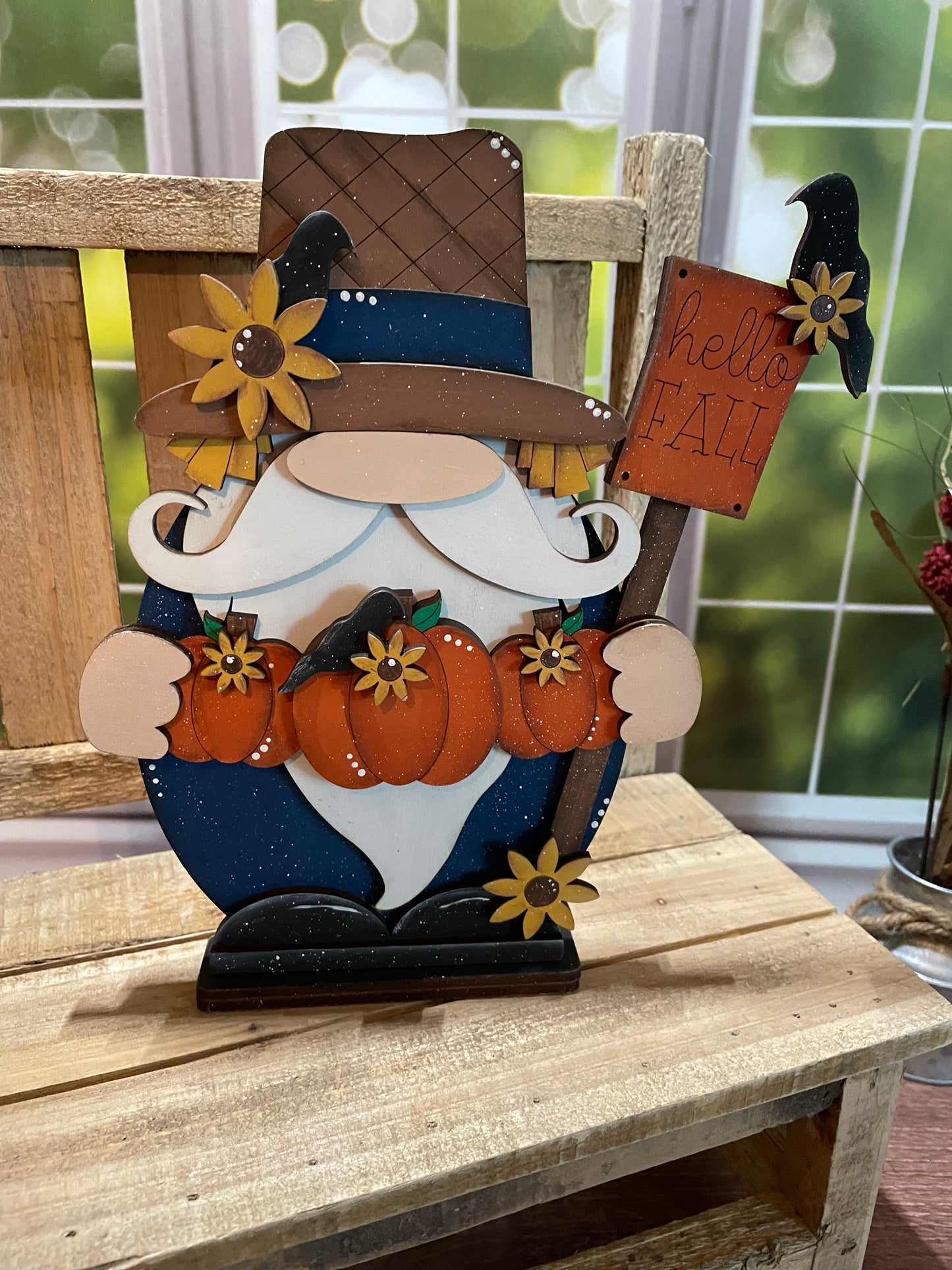 Fall Scarecrow Gnome Shelf Sitter