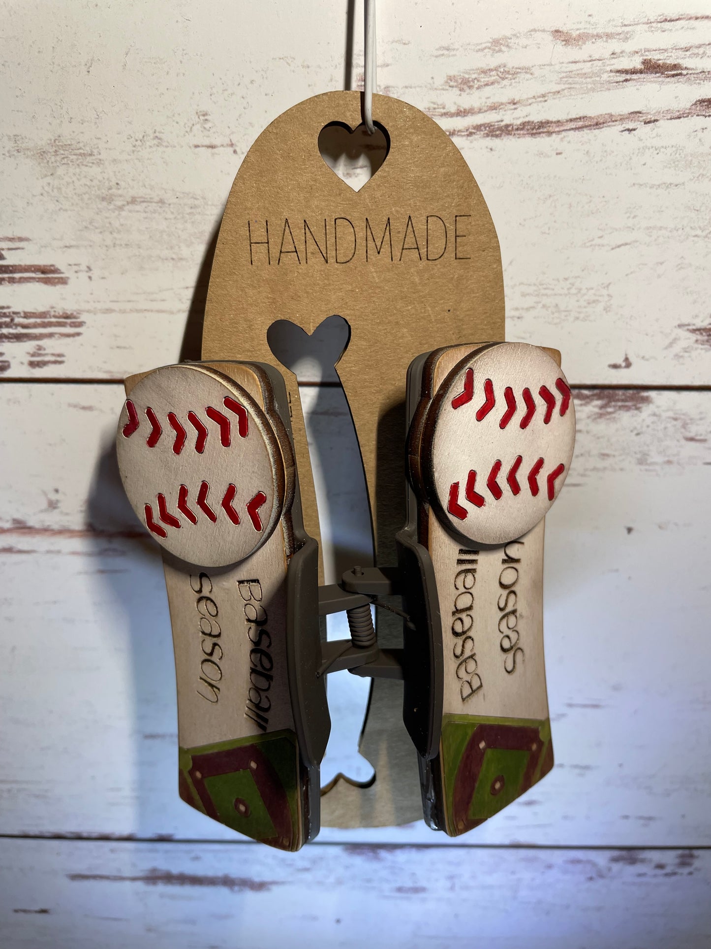 Hand Painted Claw Hair Clip – Baseball Season