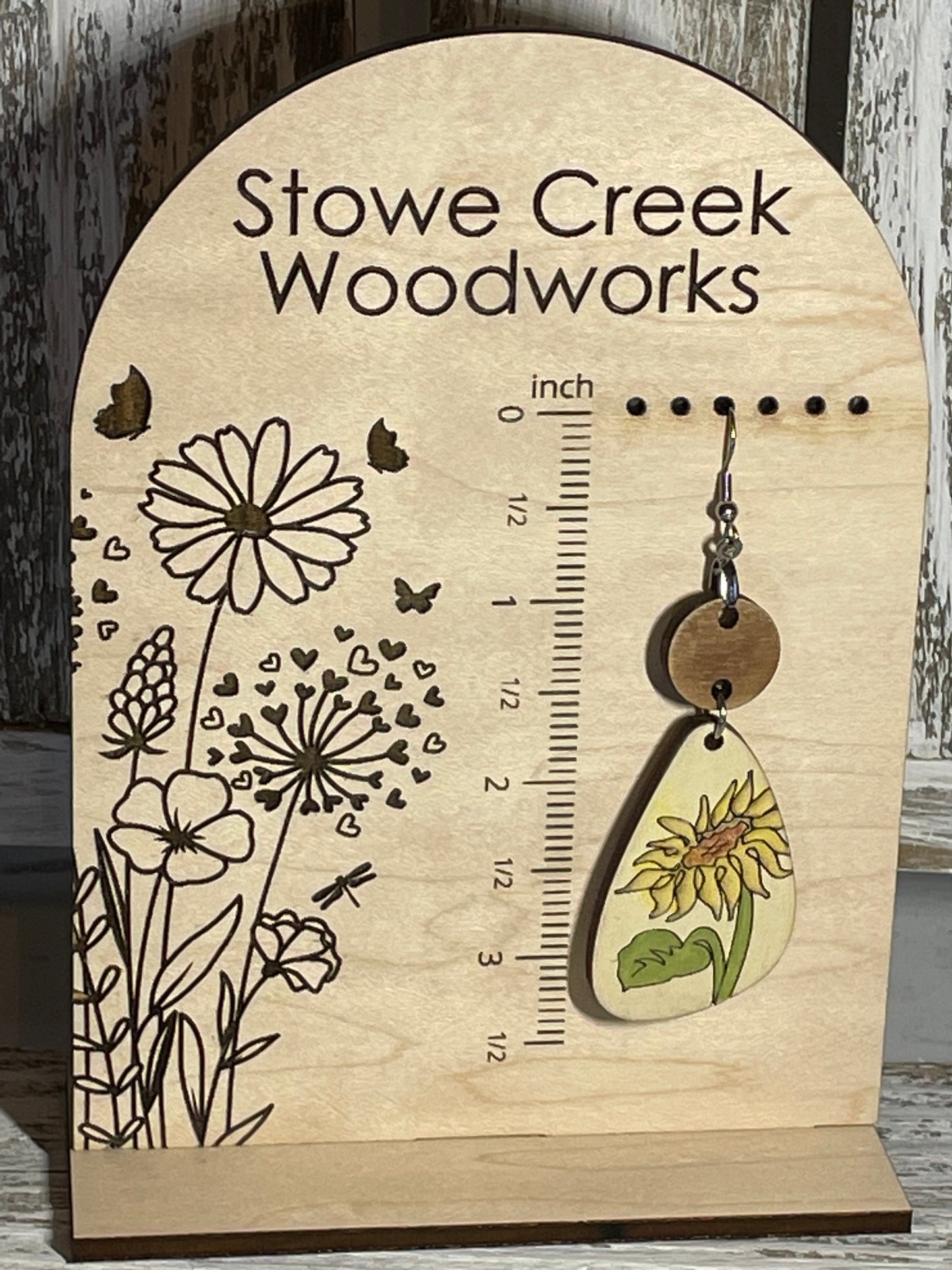 Sunflower Hand Painted Wooden Earrings