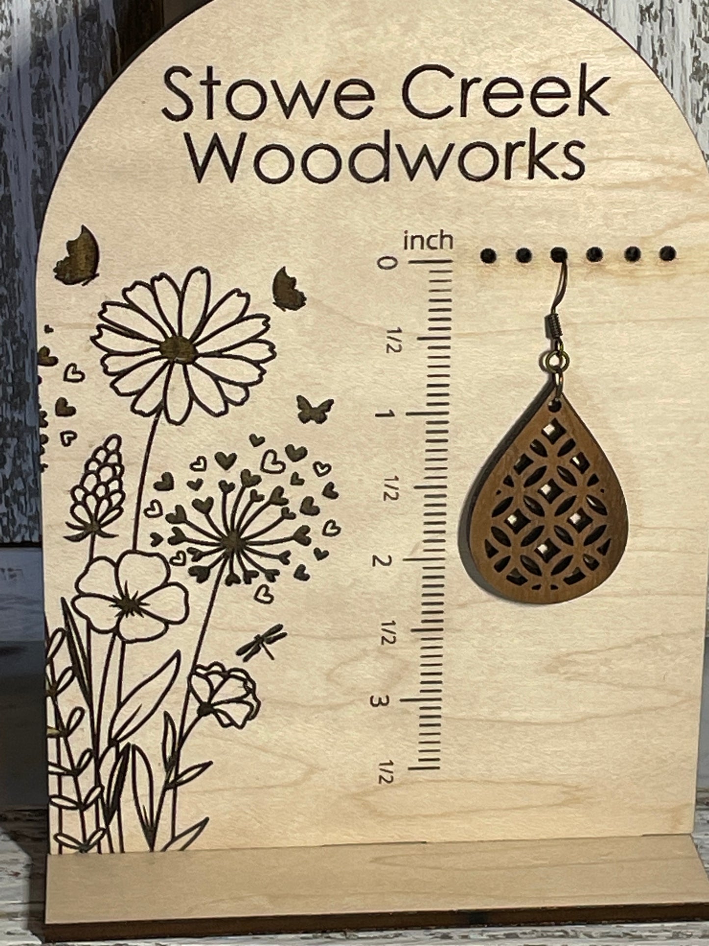 Walnut Geometric Teardrop Earrings