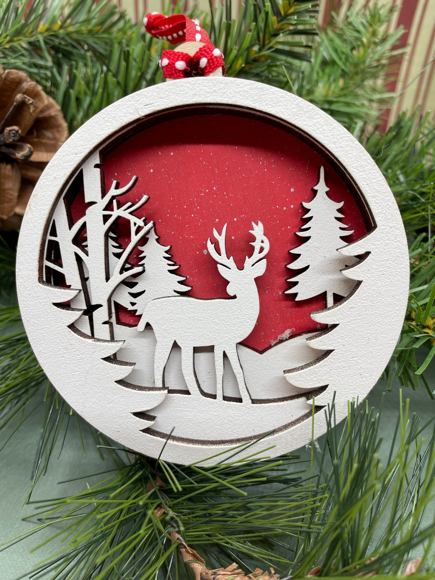 Layered Deer Christmas Ornament