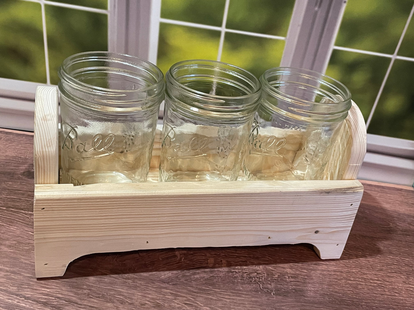 UNFINISHED Primitive Mason Jar Tray/Holder for Pint or Quart Jars