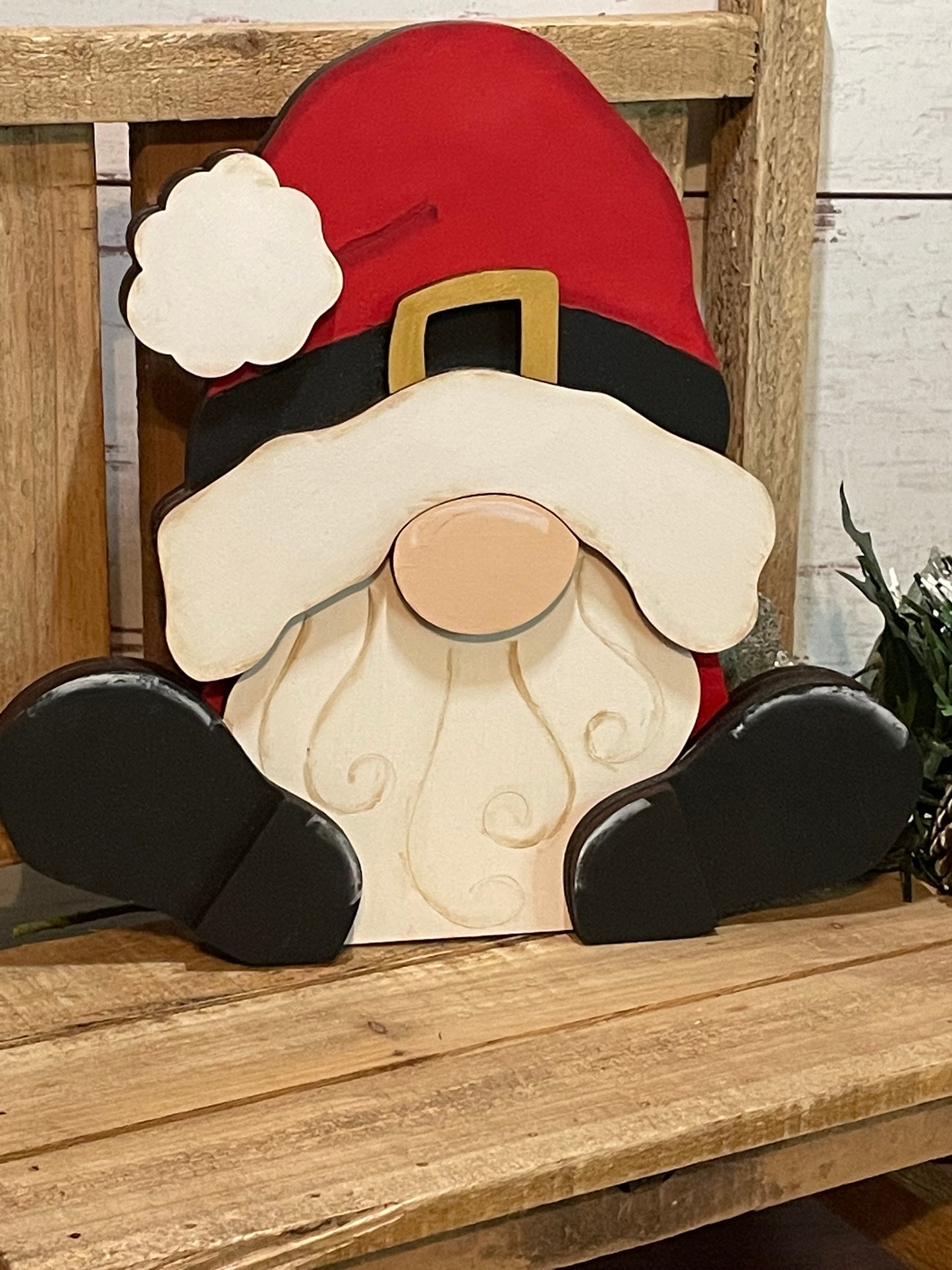 Wooden Santa Gnome Shelf Sitter