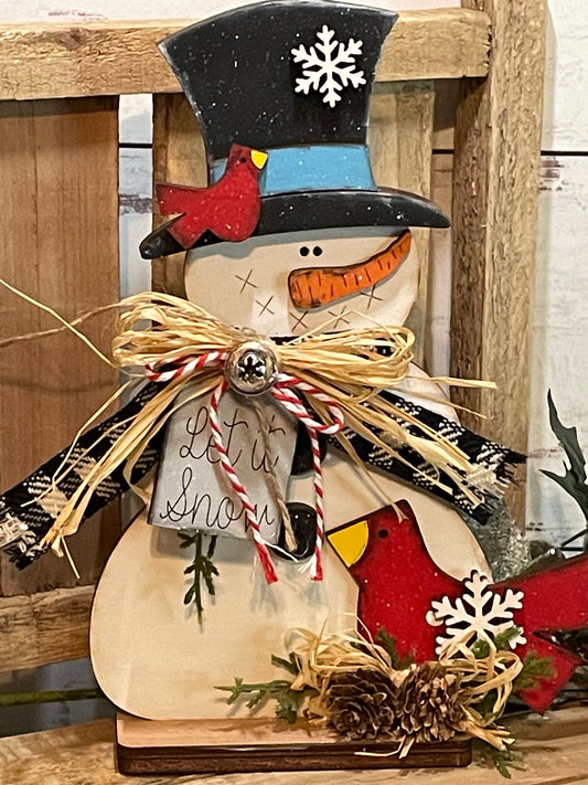 "Let It Snow" Winter Snowman Shelf Sitter