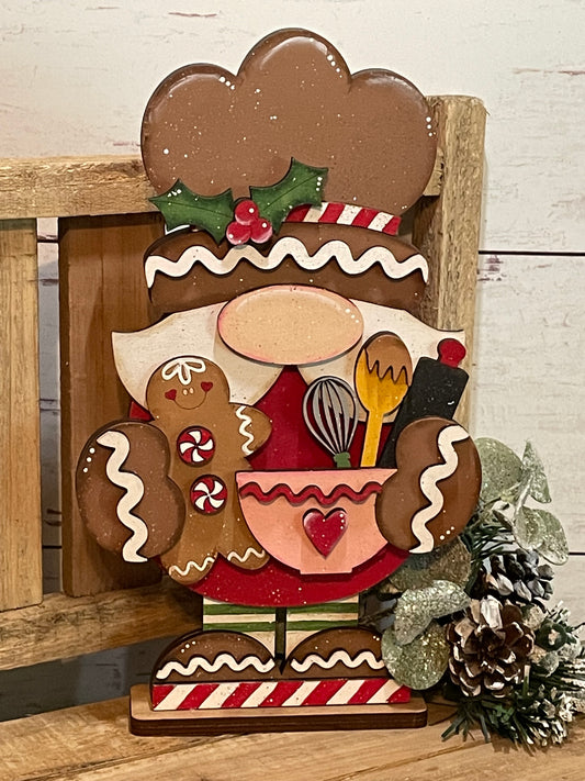 Gingerbread Christmas Baker Gnome Shelf Sitter