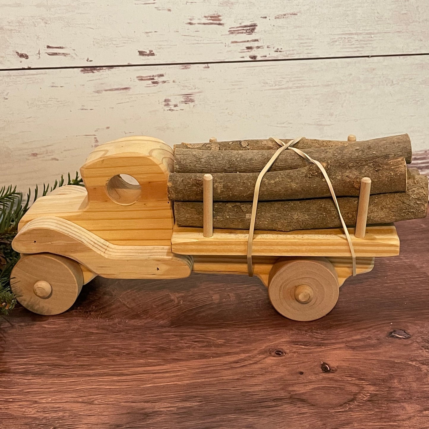 Wooden Toy Log Truck with logs