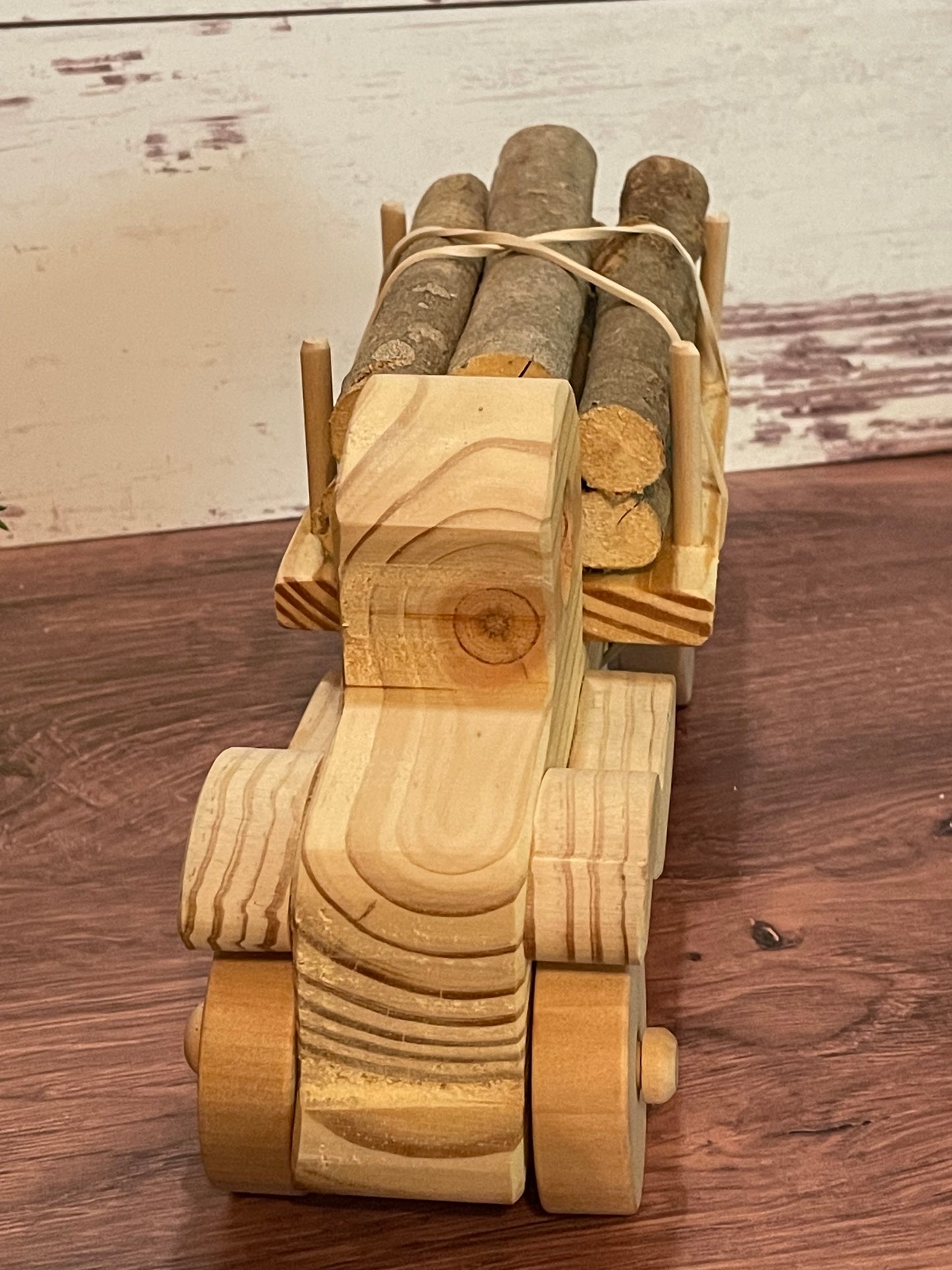 Wooden Toy Log Truck with logs